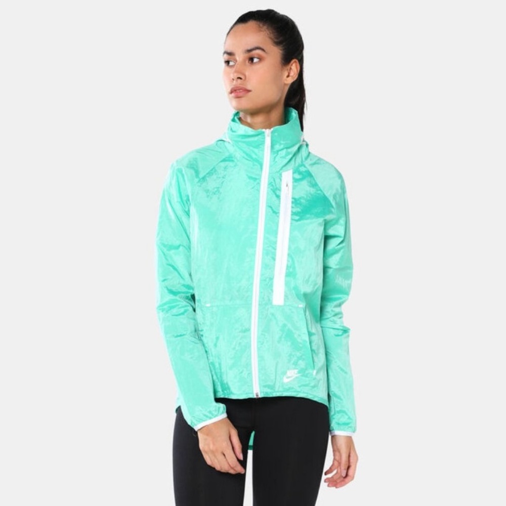 Nike Tech Aero shield Moto Cape Windbreaker Jacket Mint Hooded Size Large